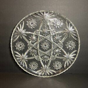 VTG MCM Anchor Hocking Early American Pre Cut Star of David Glass Platter 13.5"